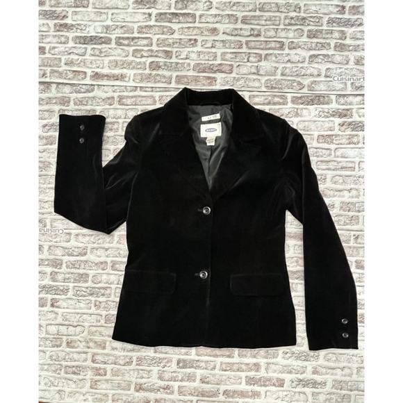 Old Navy Jackets & Blazers - Velvet Blazer Women’s Old Navy 2 Button Black Small EUC Y2K